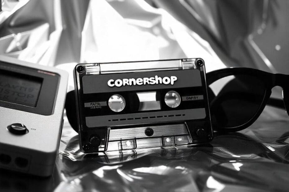 Cinta de cassette con las canciones de Cornershop. Cassette tape with Cornershop songs.