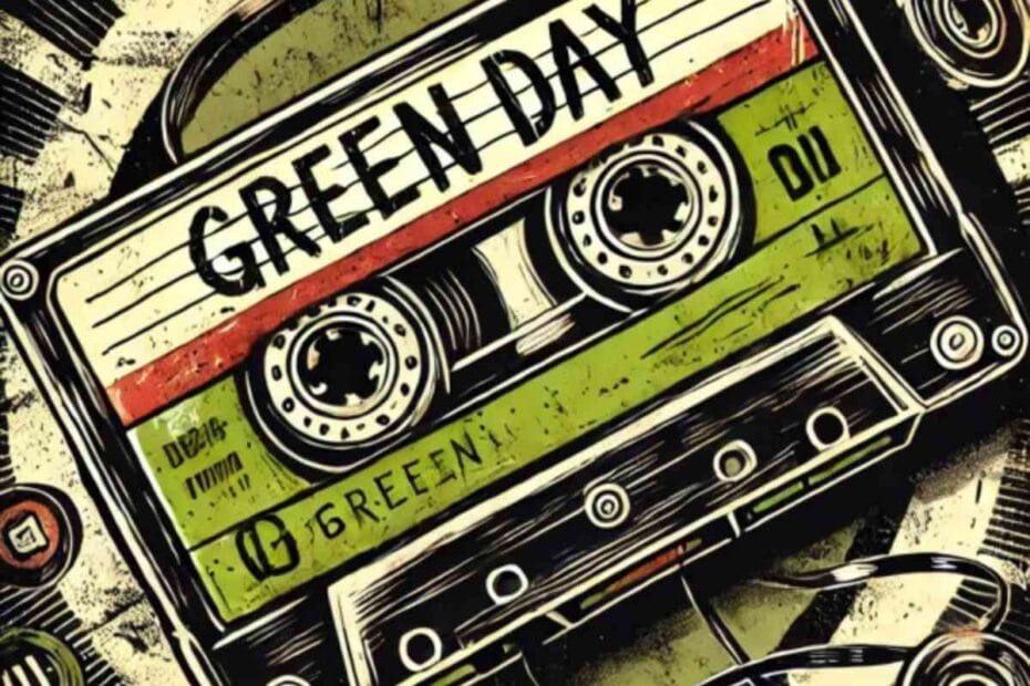 Cinta de cassette con las canciones de Green Day. Cassette tape with Green Day songs.