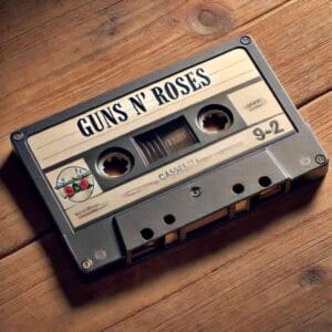 Cinta de cassette con las canciones de Guns N' Roses. Cassette tape with Guns N' Roses songs.