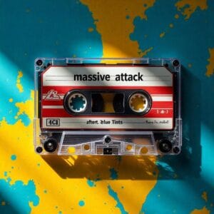 Cinta de cassette con las canciones de Massive Attack. Cassette tape with Massive Attack songs.
