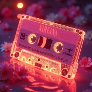 Cinta de cassette con las canciones de Nirvana. Cassette tape with Nirvana songs.