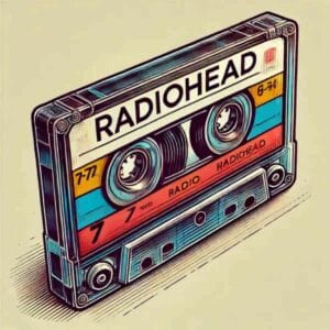 Cinta de cassette con las canciones de Radiohead. Cassette tape with Radiohead songs.
