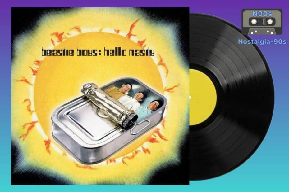 Portada del álbum Hello Nasty de Beastie Boys. Beastie Boys Hello Nasty album cover.