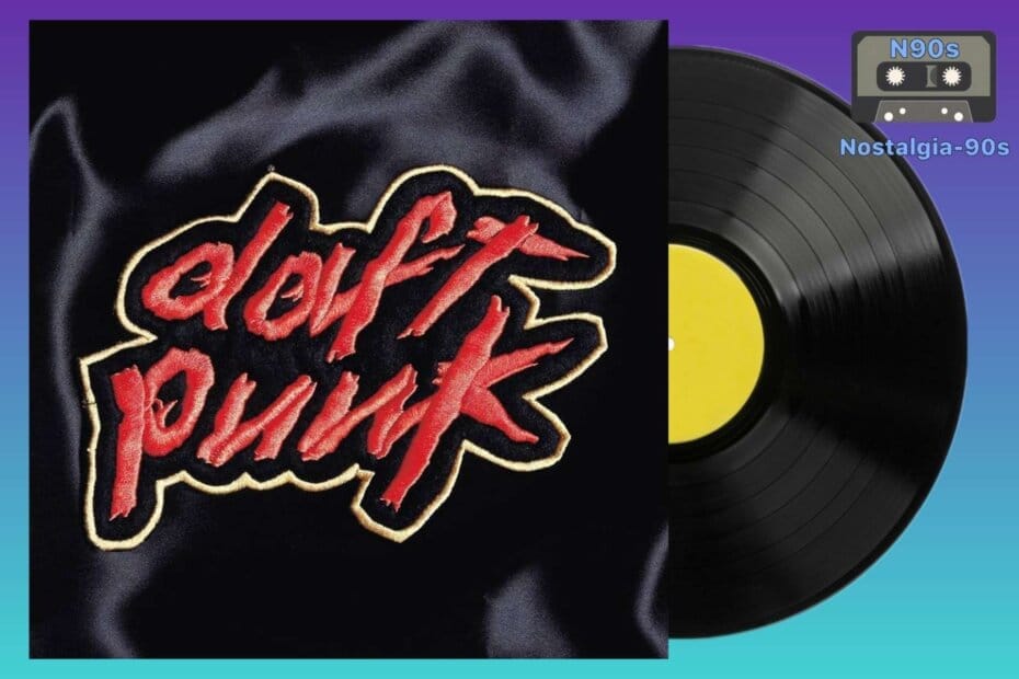 Portada del álbum Homework de Daft Punk. Daft Punk Homework album cover.