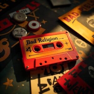 Cinta de cassette con las canciones de Bad Religion. Cassette tape with Bad Religion songs.