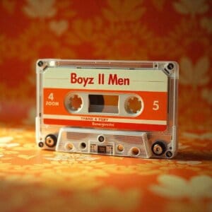 Cinta de cassette con las canciones de Boyz II Men. Cassette tape with Boyz II Men songs.