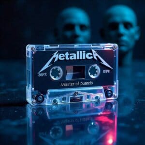 Cinta de cassette con las canciones de Metallica. Cassette tape with Metallica songs.