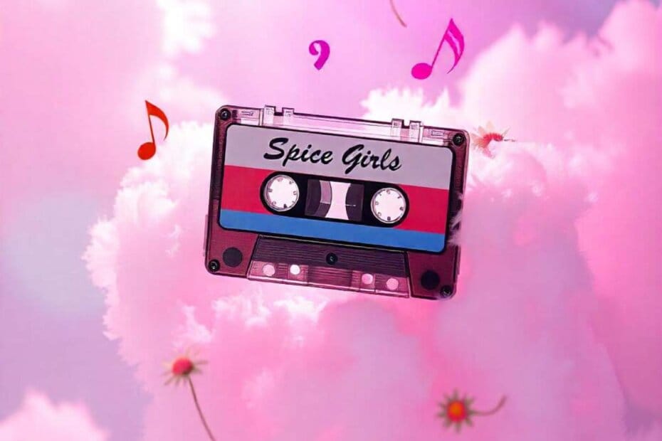 Cinta de cassette con las canciones de Spice Girls. Cassette tape with Spice Girls songs.