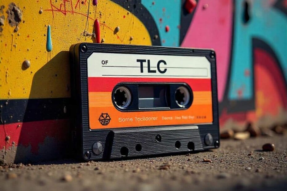 Cinta de cassette con las canciones de TLC. Cassette tape with TLC songs.