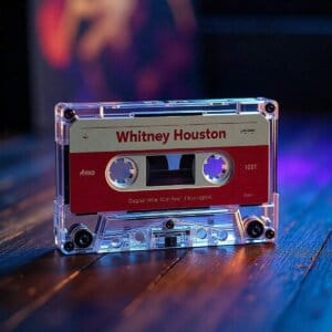 Cinta de cassette con las canciones de Whitney Houston. Cassette tape with Whitney Houston songs.