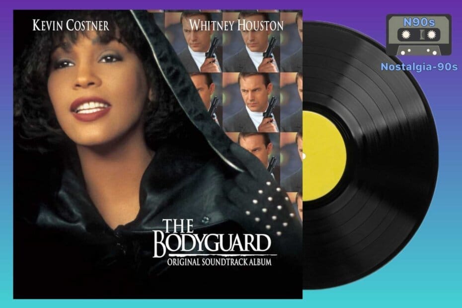 Portada del álbum The Bodyguard (Soundtrack) de Whitney Houston. Whitney Houston The Bodyguard (Soundtrack) album cover.